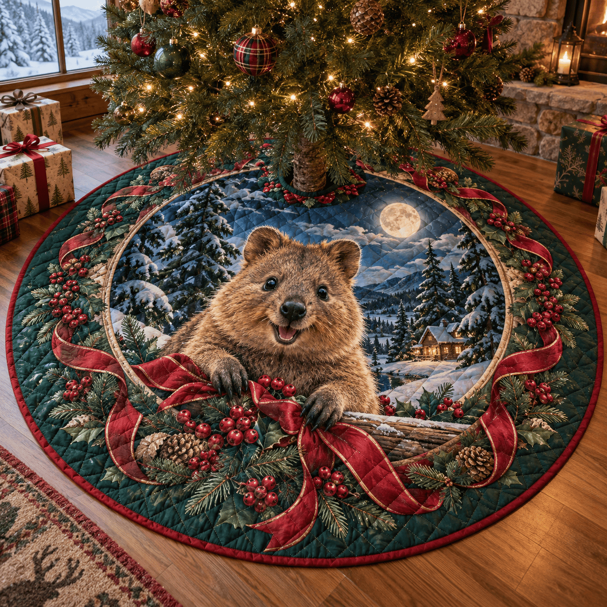 Quokka Quilted Christmas Tree Skirt TREEK101