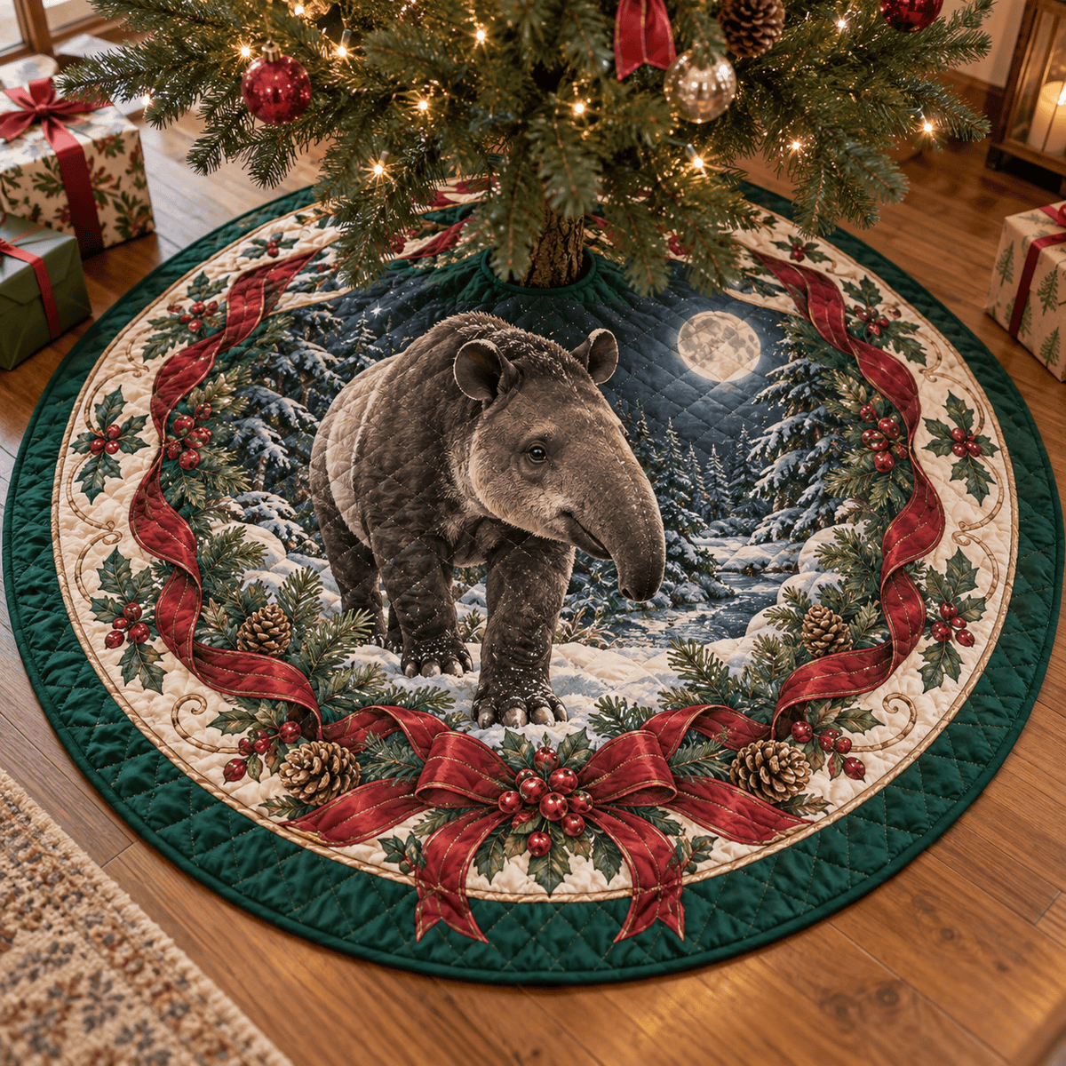 Tapir Quilted Christmas Tree Skirt TREEK101