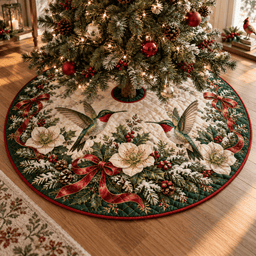 Winter Hummingbird Quilted Christmas Tree Skirt TREEK101