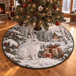 Winter Snowshoe Hare Quilted Christmas Tree Skirt TREEK101