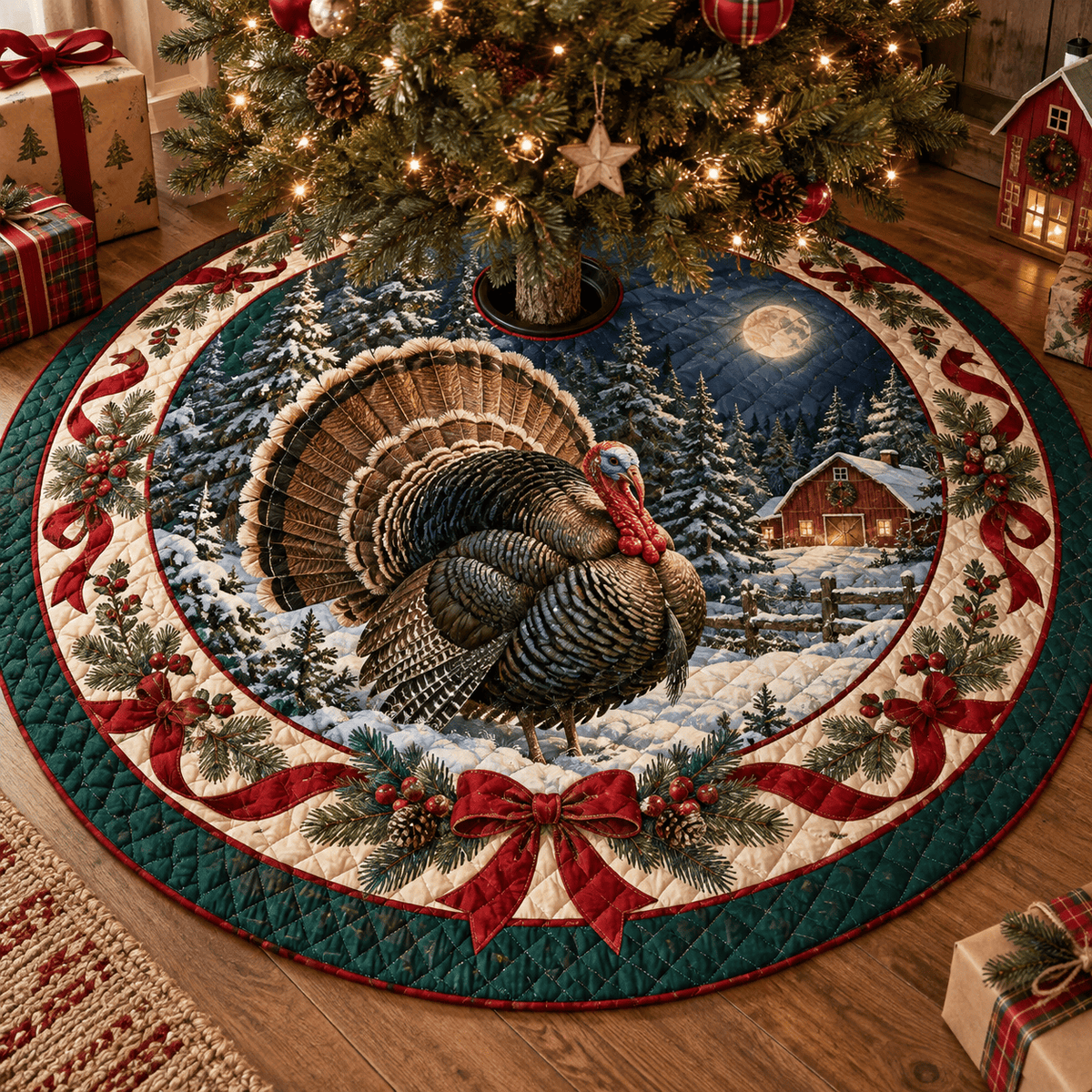 Turkey Quilted Christmas Tree Skirt TREEK101