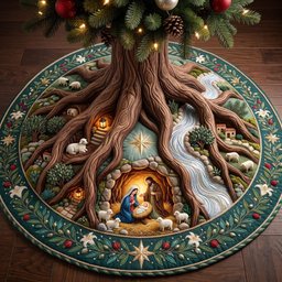 Tree Root Glow Nativity Christmas Tree Skirt - Made to Order TREEK101