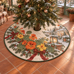 Winter Nasturtium Quilted Christmas Tree Skirt TREEK101