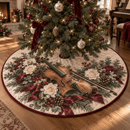 Holiday Violin Quilted Christmas Tree Skirt TREEK101