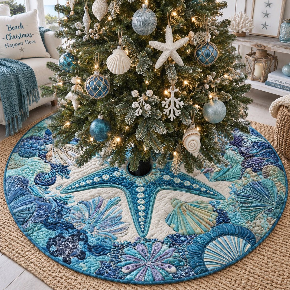 Seashell Symphony Christmas Tree Skirt - Made to Order TREEK101