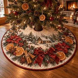 Orange Clove Quilted Christmas Tree Skirt TREEK101
