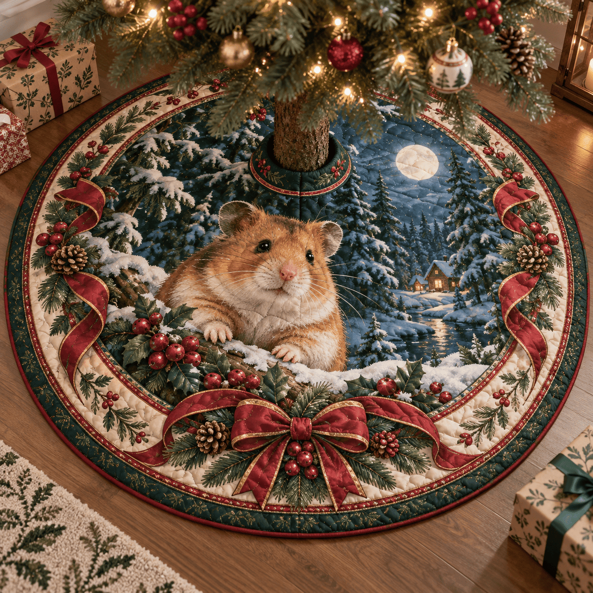 Hamster Quilted Christmas Tree Skirt TREEK101