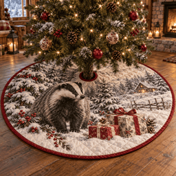 Winter Badger Quilted Christmas Tree Skirt TREEK101