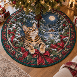 Bengal Cat Quilted Christmas Tree Skirt TREEK101
