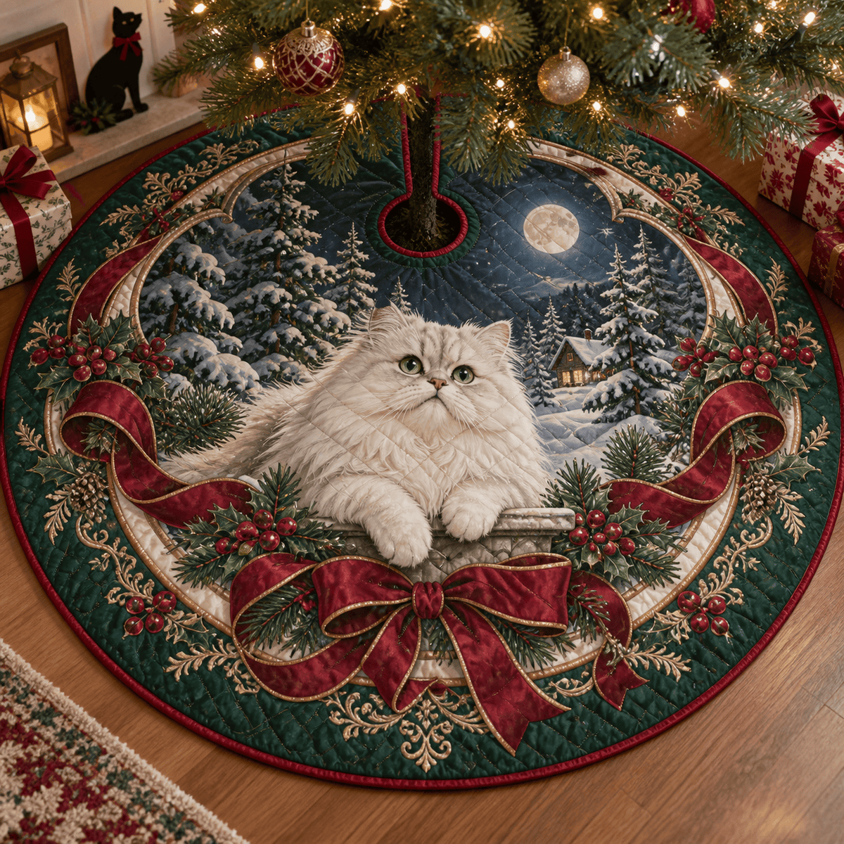 Persian Cat Quilted Christmas Tree Skirt TREEK101