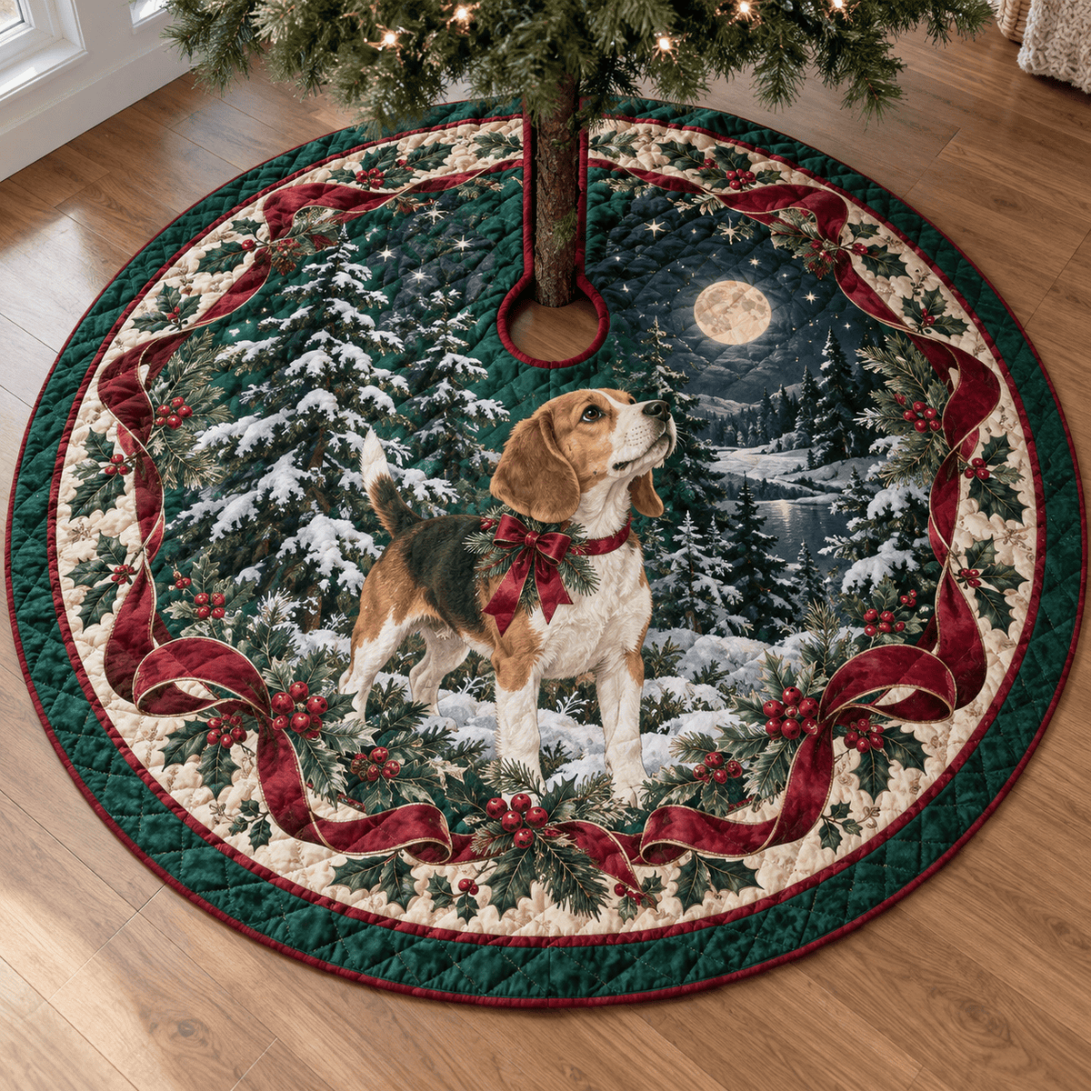 Beagle Quilted Christmas Tree Skirt TREEK101