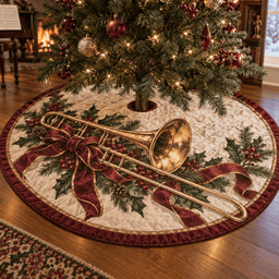Holiday Trombone Quilted Christmas Tree Skirt TREEK101