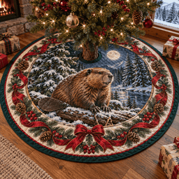 Beaver Quilted Christmas Tree Skirt TREEK101