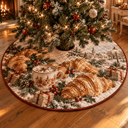 Holiday Croissant Quilted Christmas Tree Skirt TREEK101