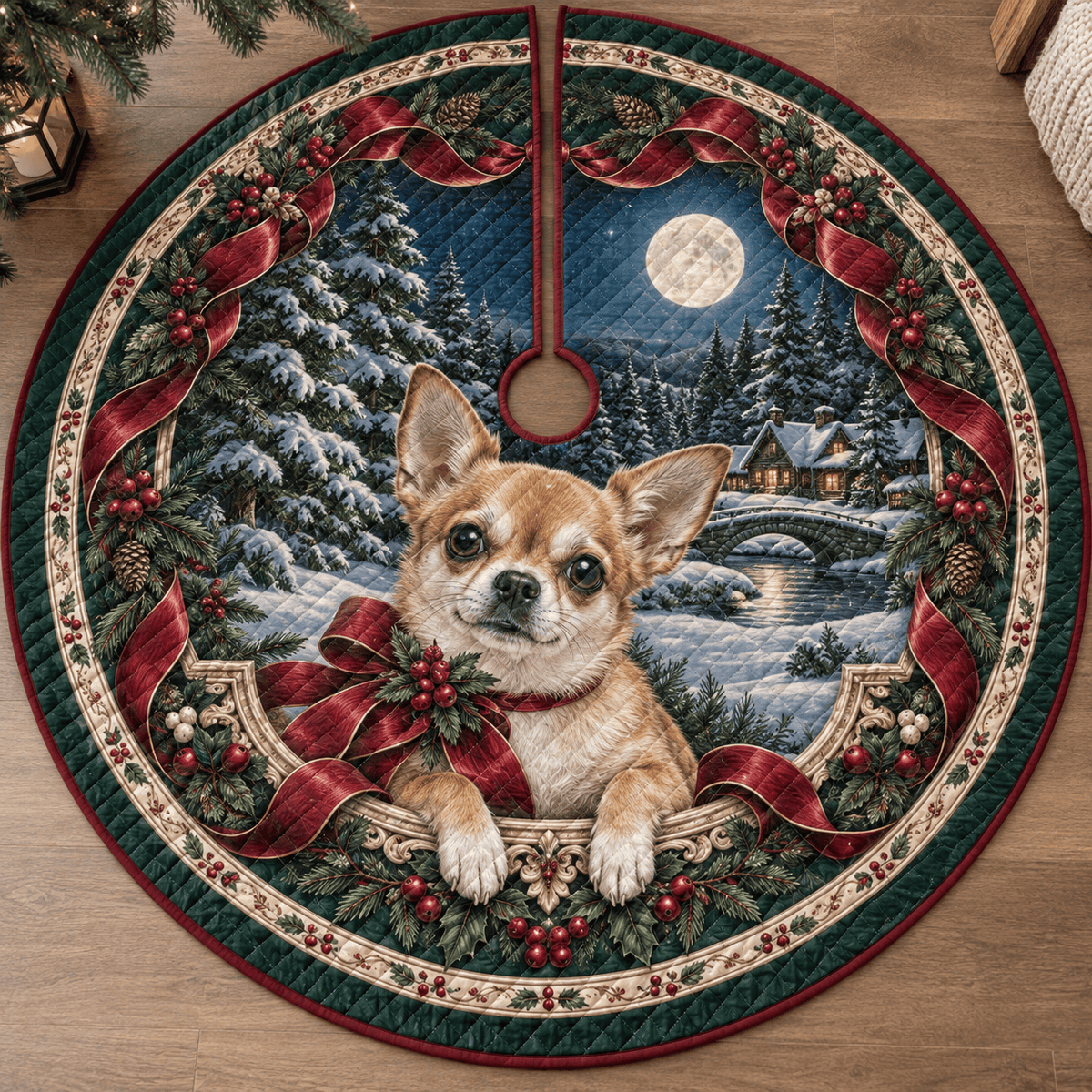 Chihuahua Quilted Christmas Tree Skirt TREEK101