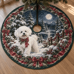 Bichon Frise Quilted Christmas Tree Skirt TREEK101