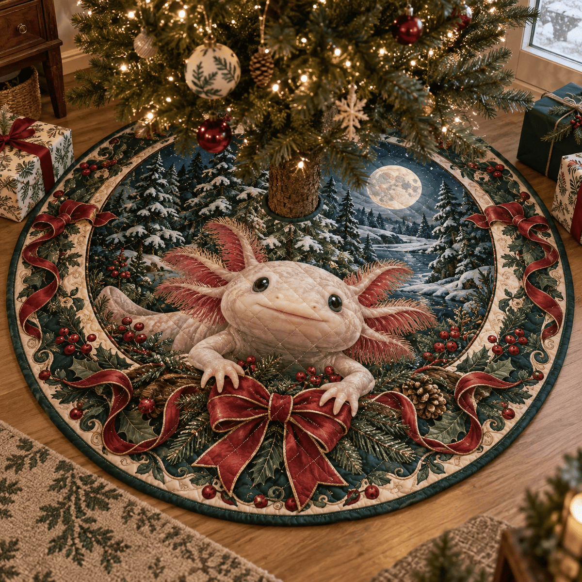 Axolotl Quilted Christmas Tree Skirt TREEK101