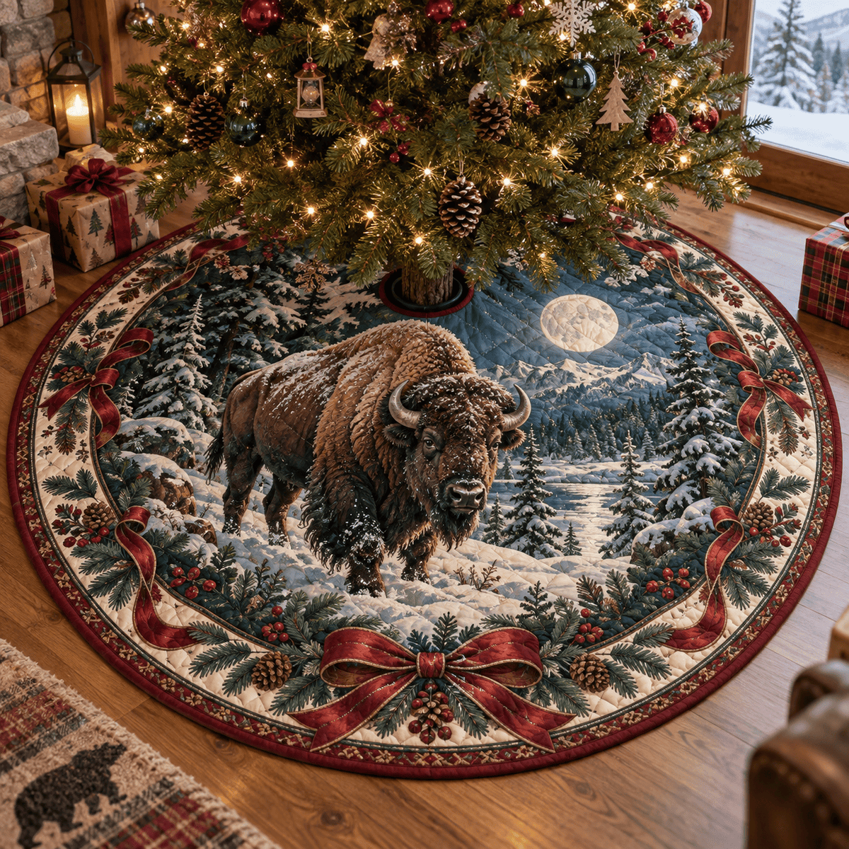 Bison Quilted Christmas Tree Skirt TREEK101