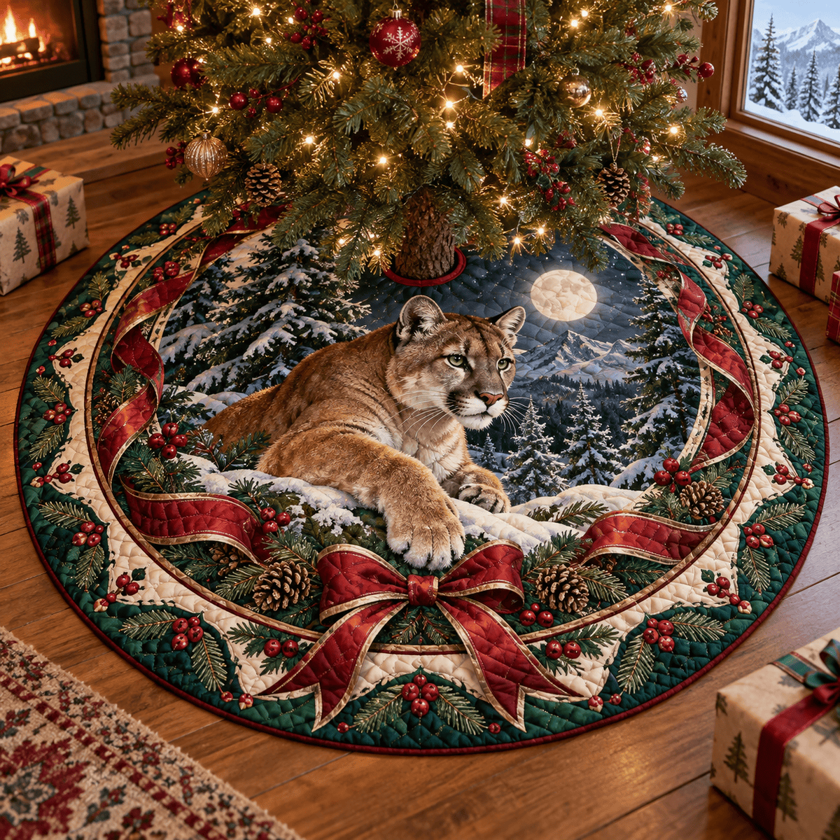 Cougar Quilted Christmas Tree Skirt TREEK101