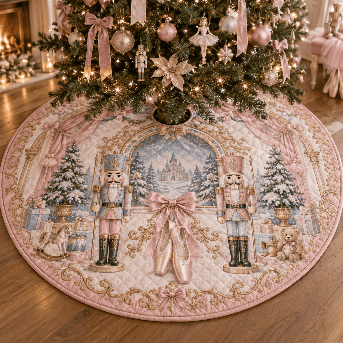 Pastel Nutcracker Ballet Quilted Christmas Tree Skirt TREEK101