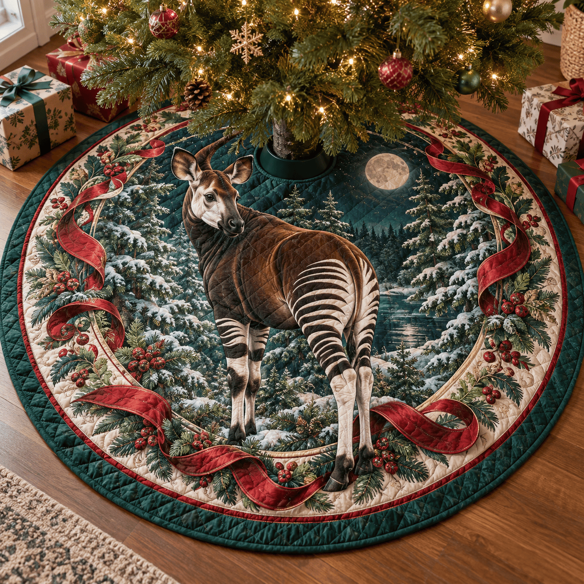 Okapi Quilted Christmas Tree Skirt TREEK101