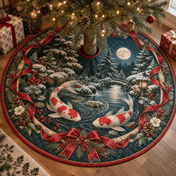 Koi Fish Quilted Christmas Tree Skirt TREEK101