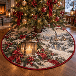 Holiday Lantern Quilted Christmas Tree Skirt TREEK101