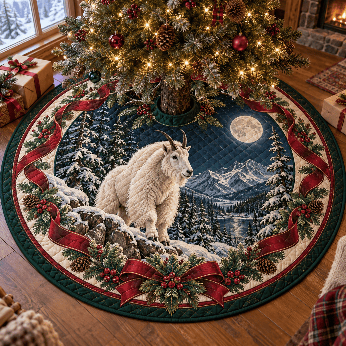 Mountain Goat Quilted Christmas Tree Skirt TREEK101