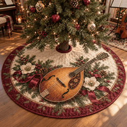 Holiday Mandolin Quilted Christmas Tree Skirt TREEK101