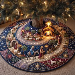 Starry Path Shepherd Journey Christmas Tree Skirt - Made to Order TREEK101