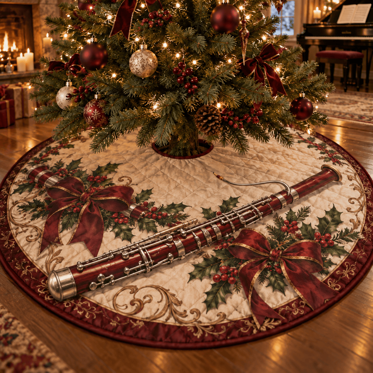 Holiday Bassoon Quilted Christmas Tree Skirt TREEK101