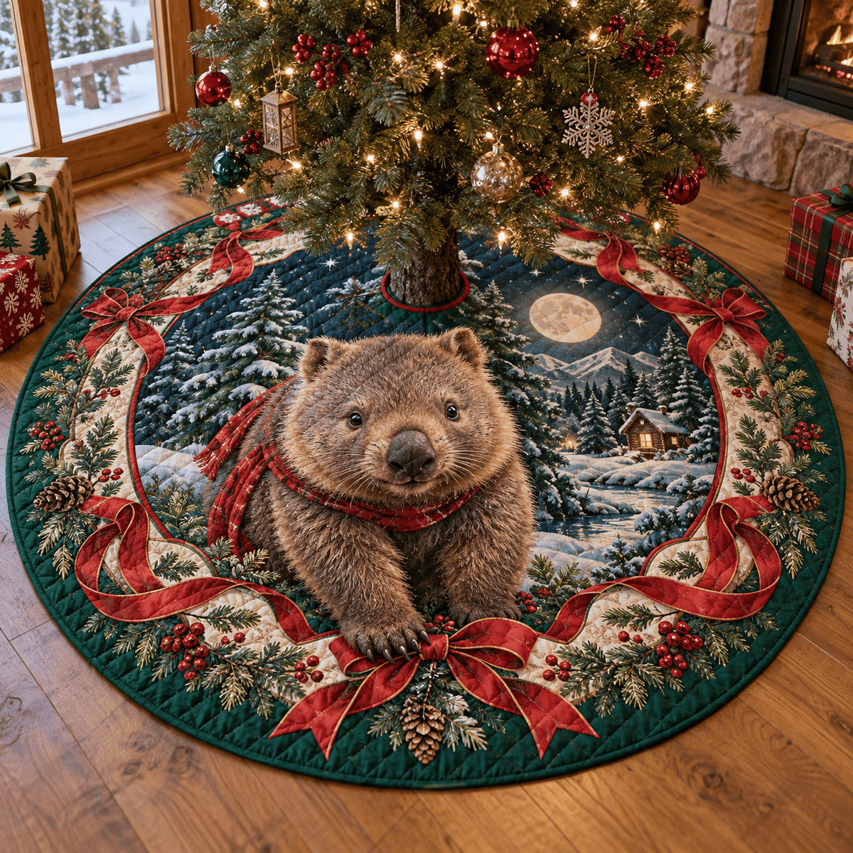 Wombat Quilted Christmas Tree Skirt TREEK101