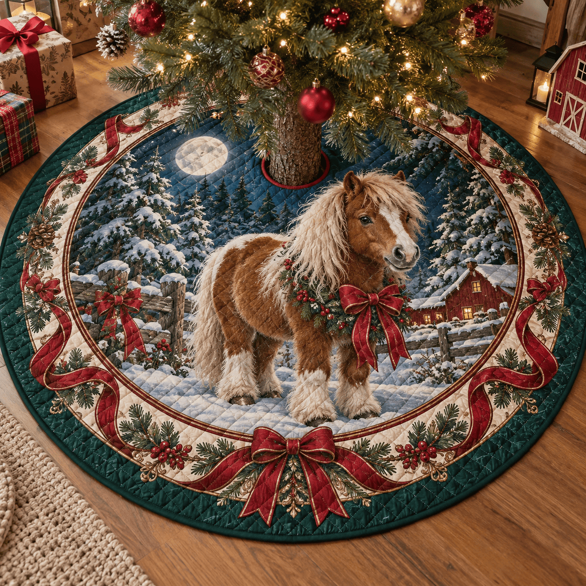 Miniature Pony Quilted Christmas Tree Skirt TREEK101