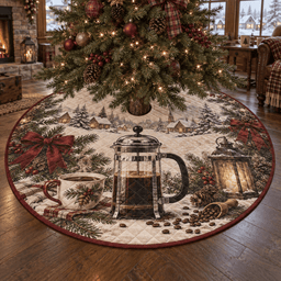 Holiday French Press Quilted Christmas Tree Skirt TREEK101