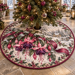 Winter Fuchsia Quilted Christmas Tree Skirt TREEK101
