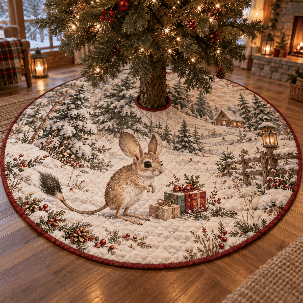Winter Jerboa Quilted Christmas Tree Skirt TREEK101