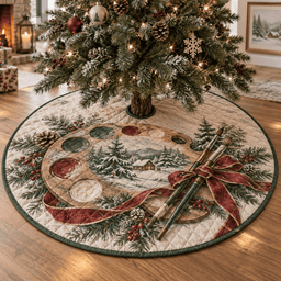 Winter Watercolor Quilted Christmas Tree Skirt TREEK101