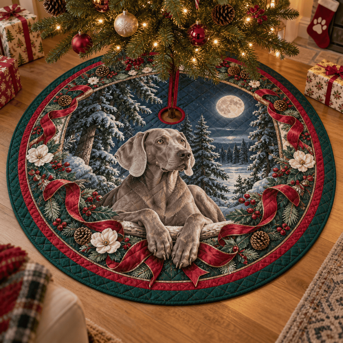 Weimaraner Quilted Christmas Tree Skirt TREEK101