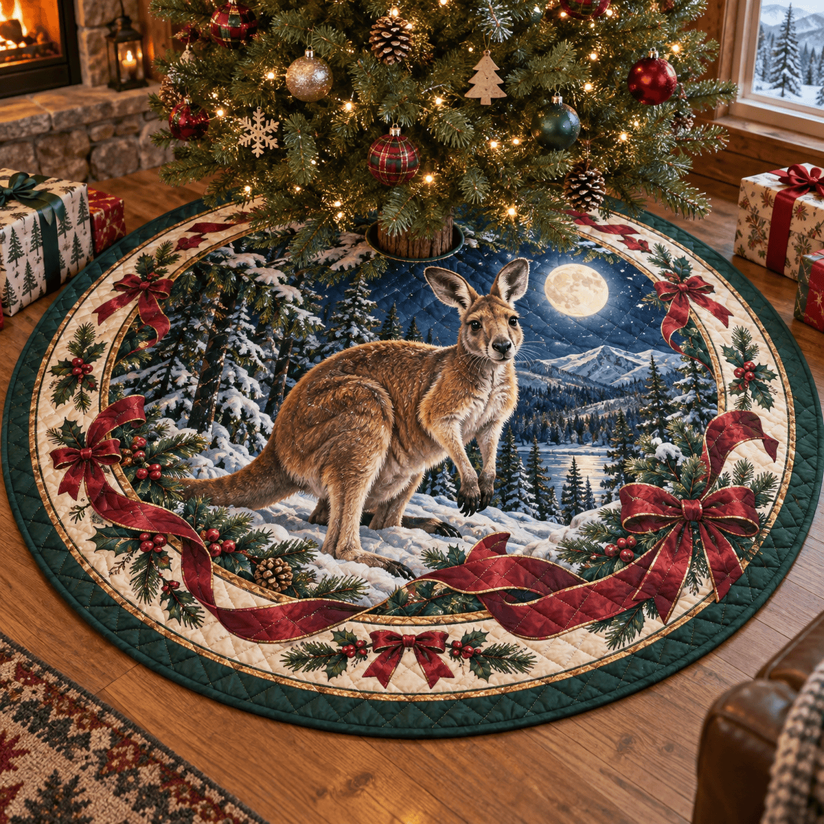 Kangaroo Quilted Christmas Tree Skirt TREEK101