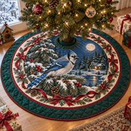 Blue Jay Quilted Christmas Tree Skirt TREEK101