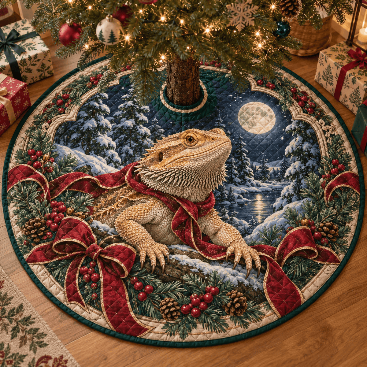 Bearded Dragon Quilted Christmas Tree Skirt TREEK101