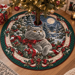 British Shorthair Cat Quilted Christmas Tree Skirt TREEK101