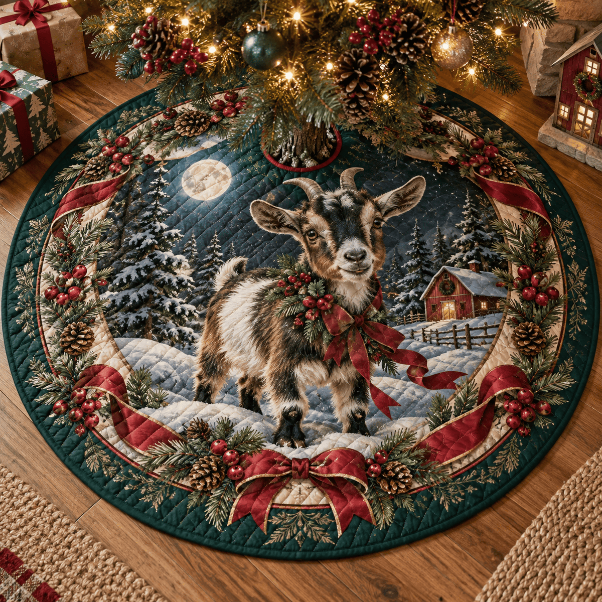 Nigerian Dwarf Goat Quilted Christmas Tree Skirt TREEK101