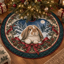 Lop Eared Rabbit Quilted Christmas Tree Skirt TREEK101