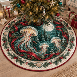 Jellyfish Quilted Christmas Tree Skirt TREEK101