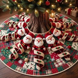Plaid Santa Candy Cane Christmas Tree Skirt - Made to Order TREEK101