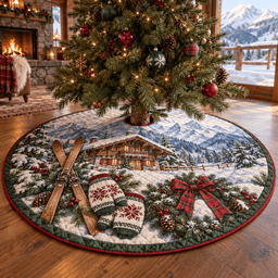 Ski Chalet Quilted Christmas Tree Skirt TREEK101