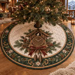 Holiday Cuckoo Clock Quilted Christmas Tree Skirt TREEK101