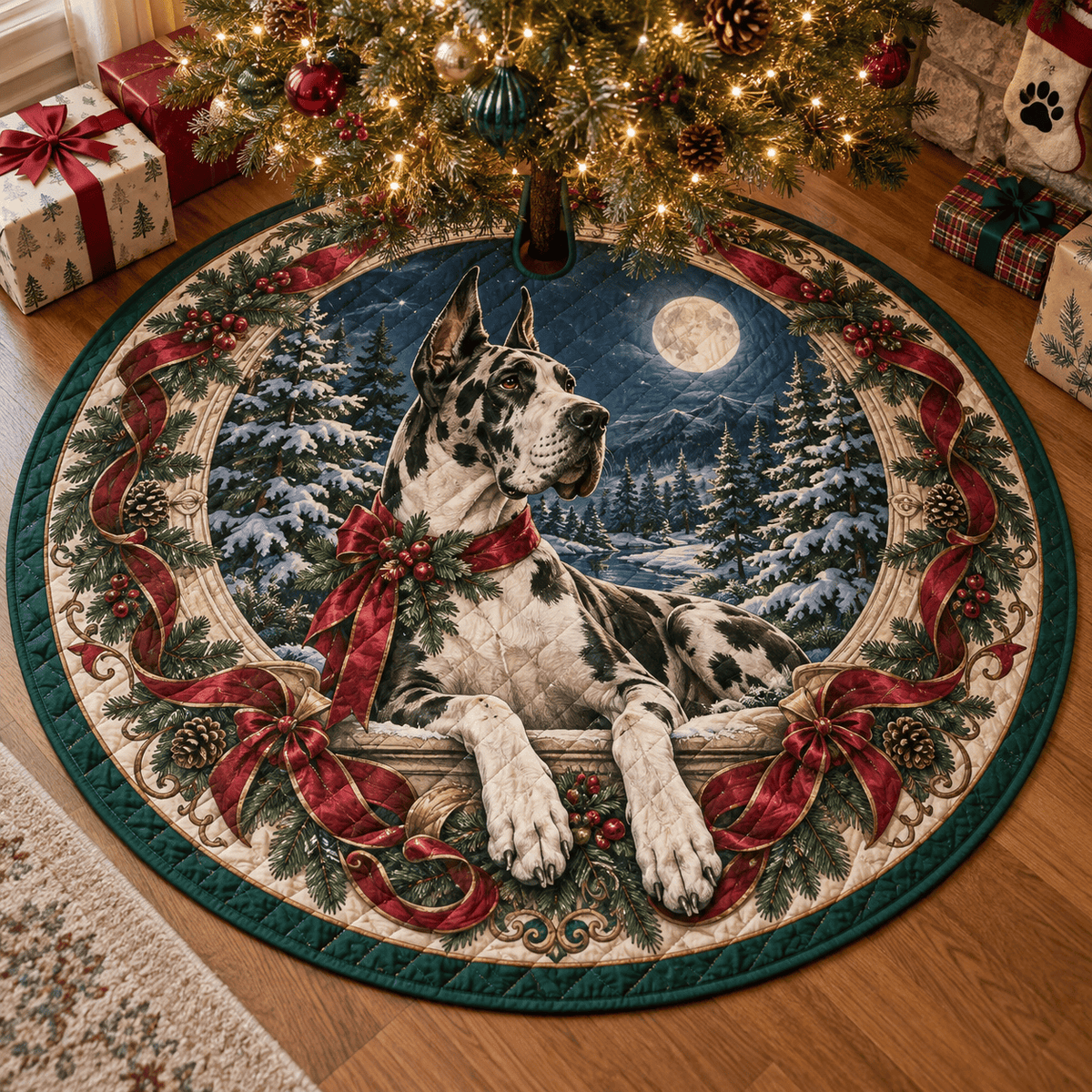 Great Dane Quilted Christmas Tree Skirt TREEK101