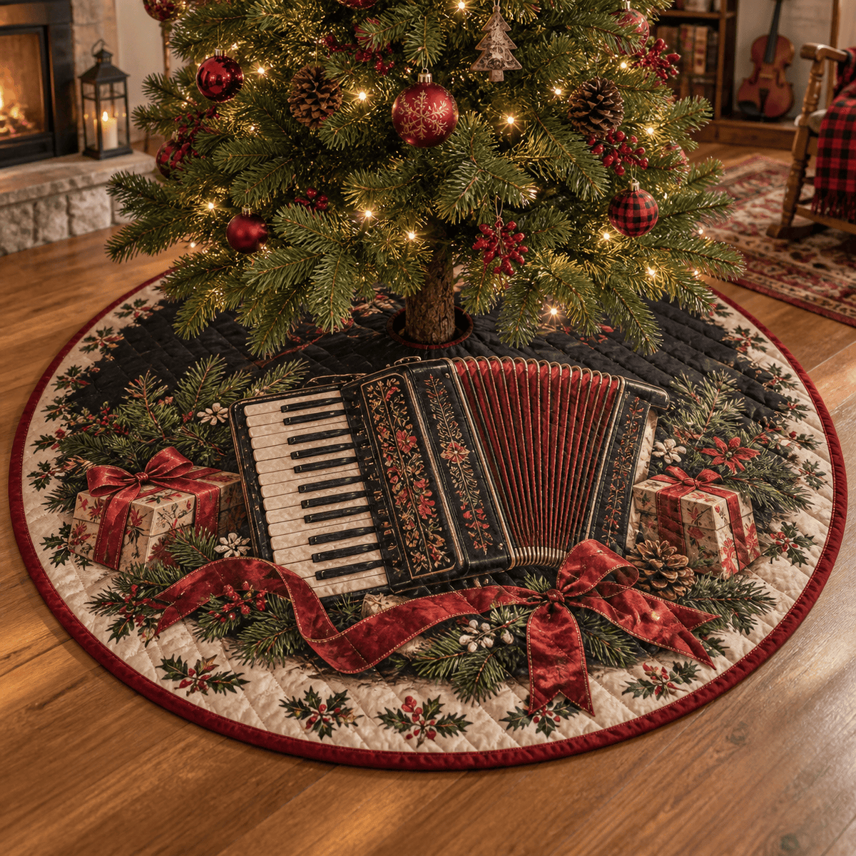 Winter Accordion Quilted Christmas Tree Skirt TREEK101